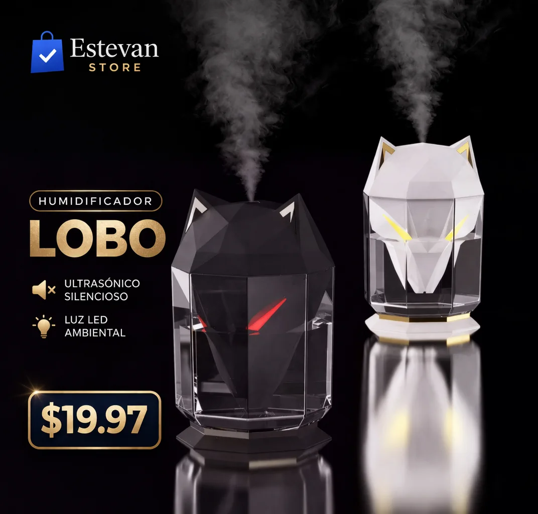 🔥 HUMIDIFICADOR LOBO LED – AMBIENTE RELAJANTE Y MODERNO 🐺✨