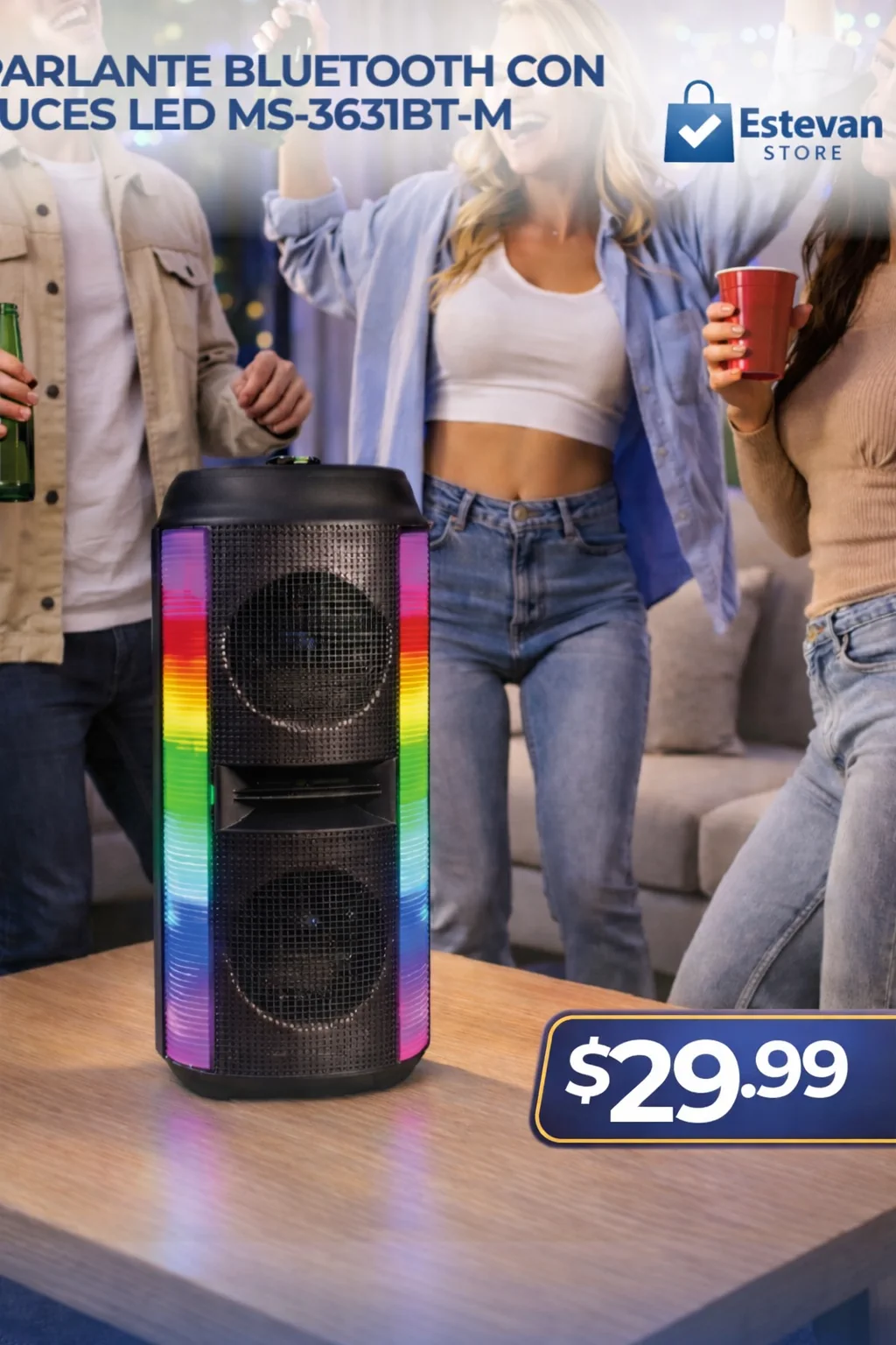 Parlante Bluetooth con Luces LED | Sonido Potente | Ideal para Fiestas