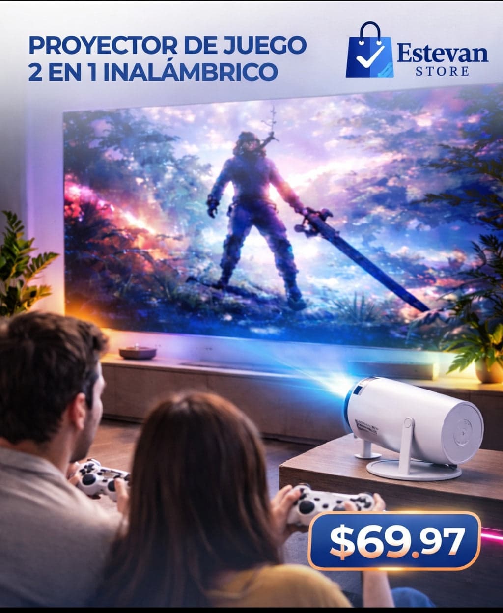 🎮 PROYECTOR DE VIDEOJUEGOS 2 EN 1 INALÁMBRICO – CONSOLA INCLUIDA 🎮