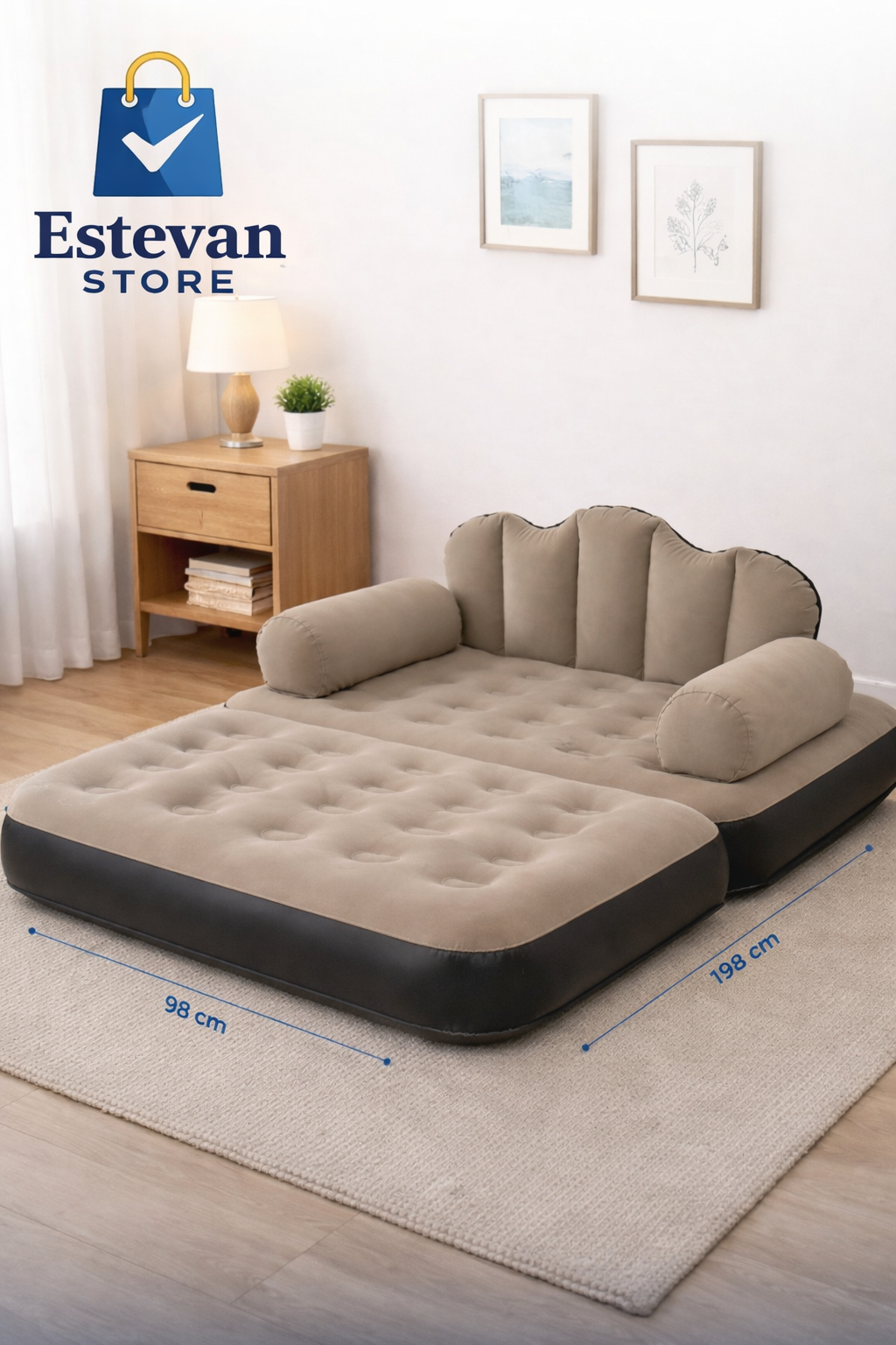 Sofá Cama Inflable 2 Plazas 🛋️🛏️ ¡Cómodo y Portátil!