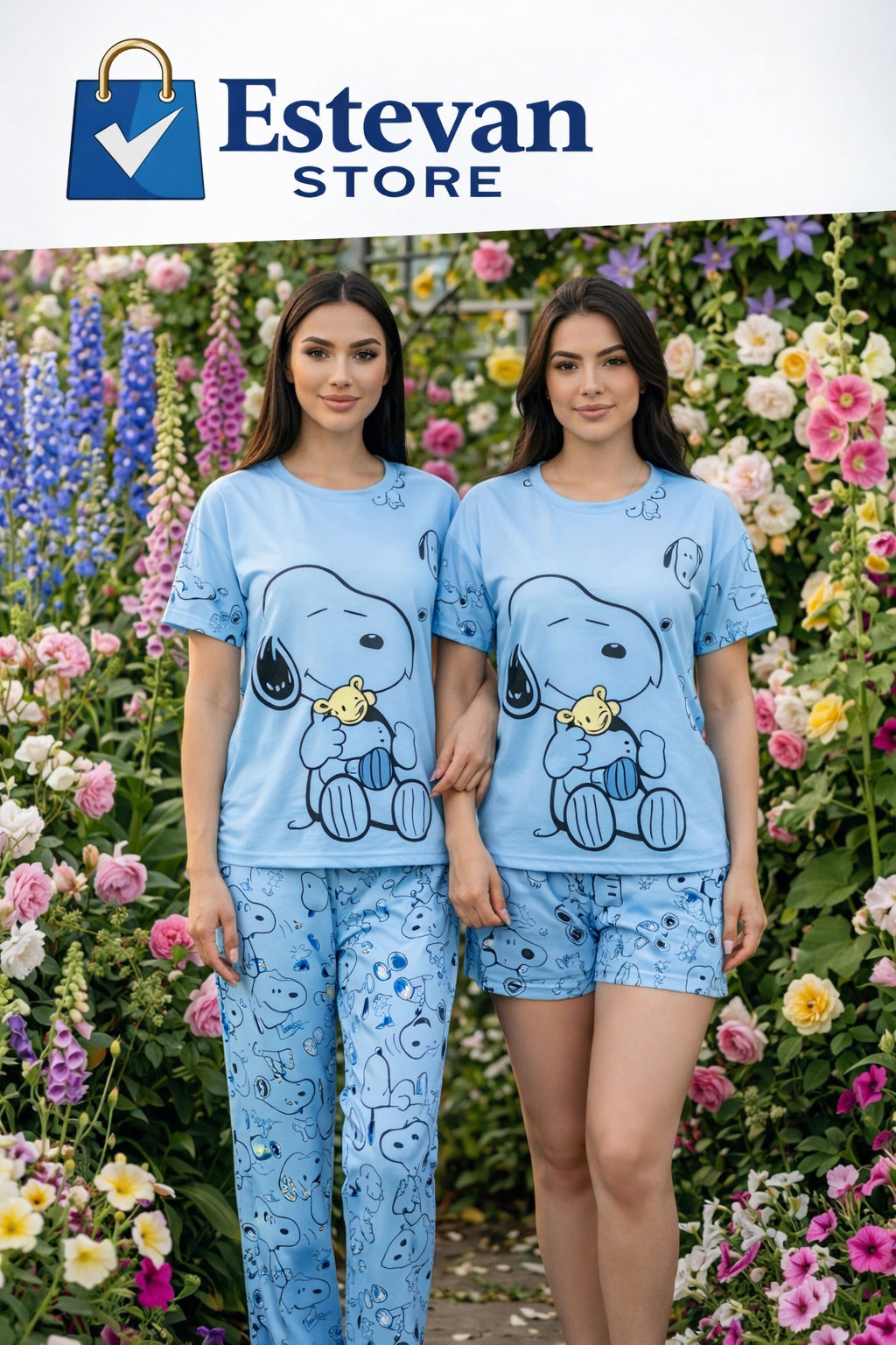 Pijama Mujer X3 Diseño Cute 🌸💙 ¡Comodidad + Estilo en Casa!