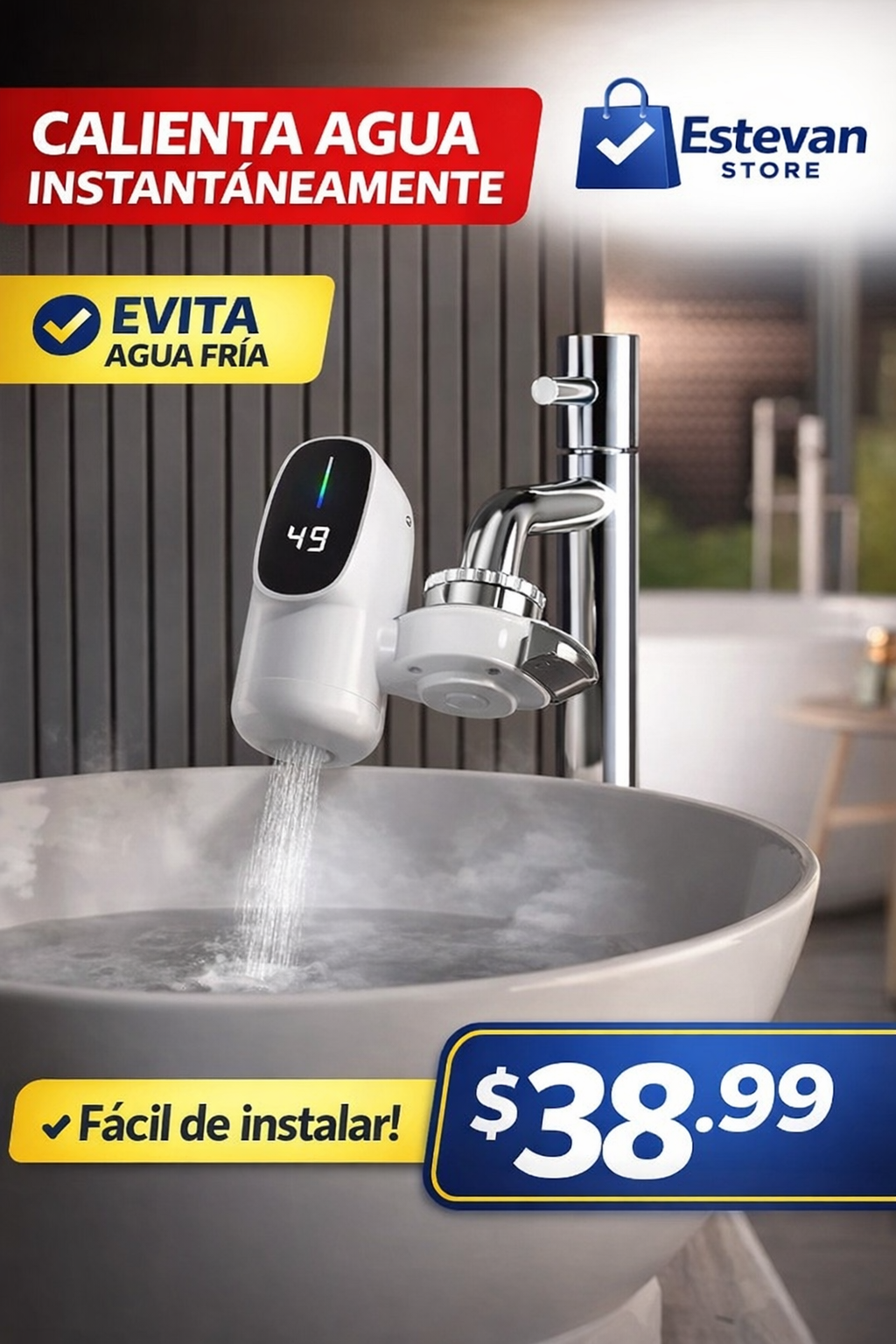 Calentador de Agua Instantáneo para Grifo | Fácil Instalación | Entrega Rápida