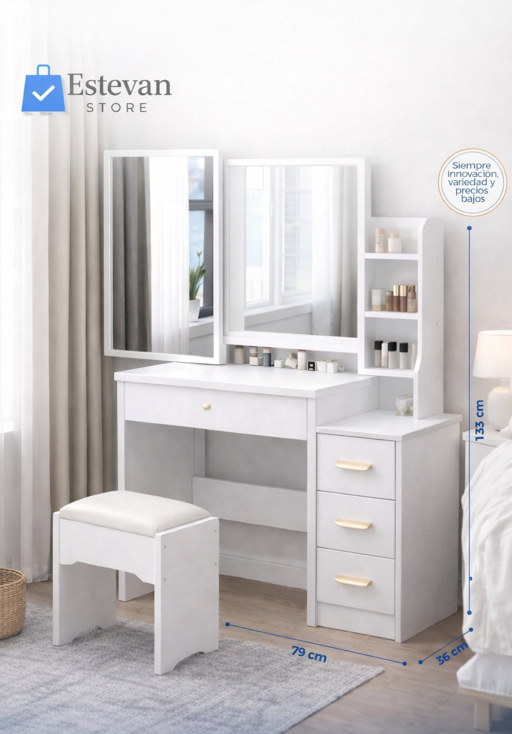 ✨ TOCADOR CON ESPEJO LED DESLIZANTE MODERNO ✨
