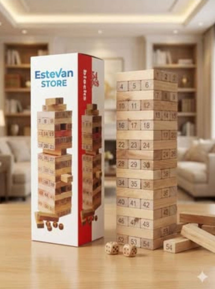 ¡Jenga 54 Piezas – Juego de Mesa 🎲 Familiar | Madera Didáctica