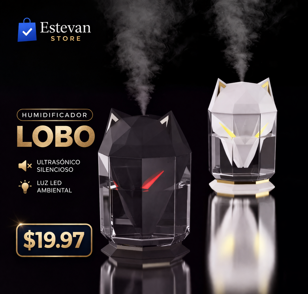 🔥 HUMIDIFICADOR LOBO LED – AMBIENTE RELAJANTE Y MODERNO 🐺✨