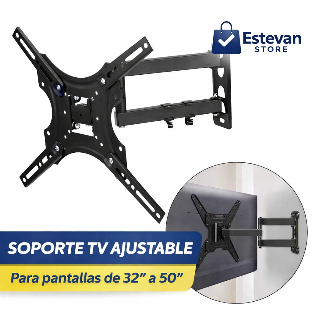 Soporte TV Ajustable 32” a 50” | Brazo Movible | Fácil Instalación
